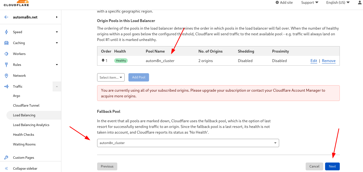 Add domain to traffic loadbalancer