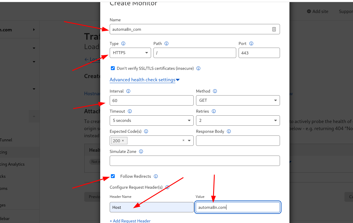 attach monitor to  origin pool